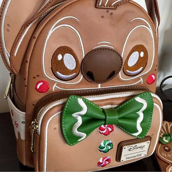 Disney Lilo and Stitch Gingerbread Scented Loungefly Mini Backpack & Wallet: NWT - Picture 2 of 14
